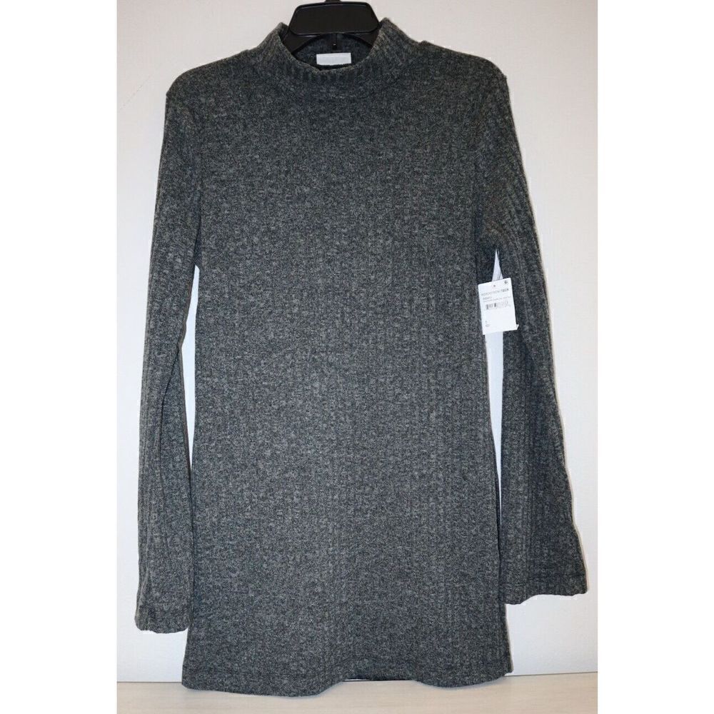 Wst Cst Women's Sz M Heather Charcoal Hunter Ribbed Mock Neck Sweater Dress